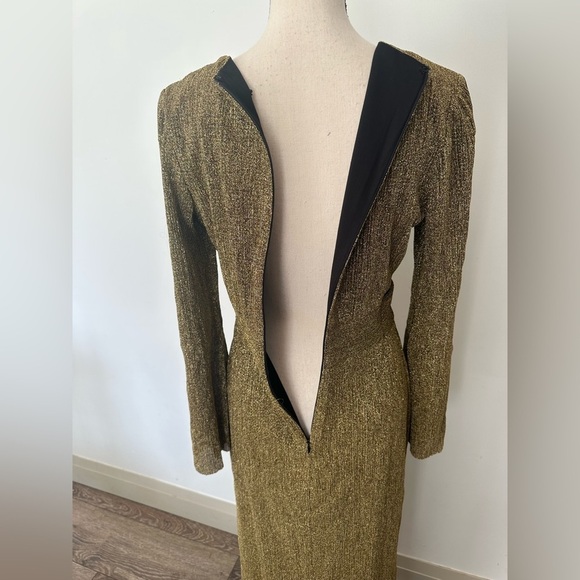 Designer Lenna Dress Gold  Metallic Cut-out Maxi M/L NWOT - Picture 12 of 16